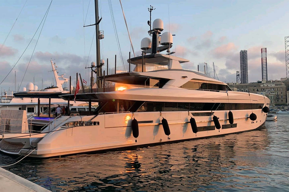 Black Fendertex fenders on mega yacht