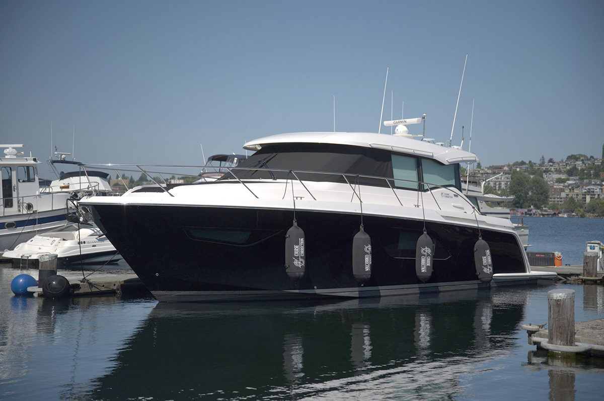 Custom Fendertex fenders on powerboat