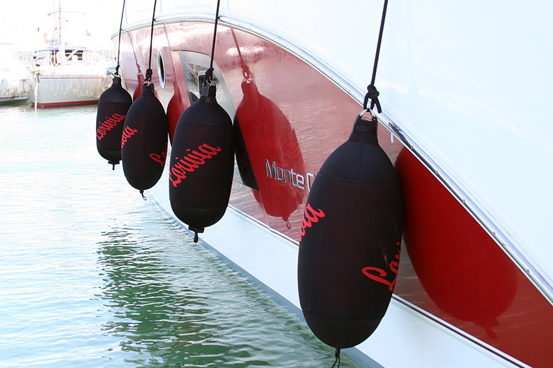 Custom Fendertex fenders on powerboat