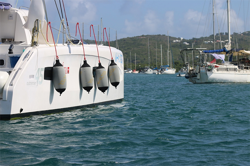 Fendertex fenders on catamaran