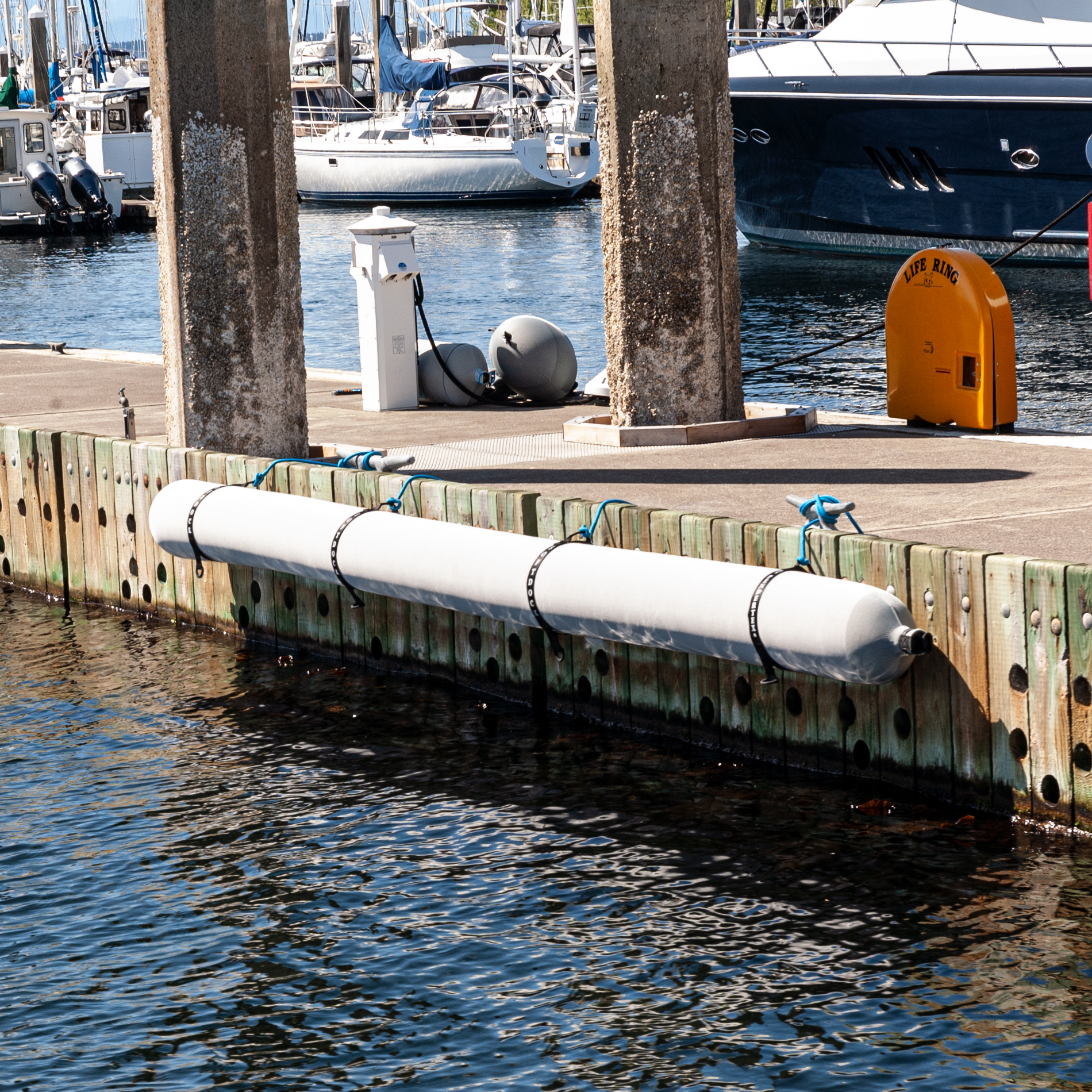 Grey Fendertex SoftDock on dock