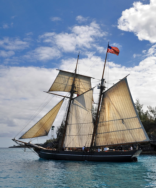 Topsail schooner Amistad with Max-Prop automatic feathering propeller