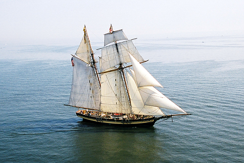 Topsail schooner Pride of Baltimore II with Max-Prop automatic feathering propeller