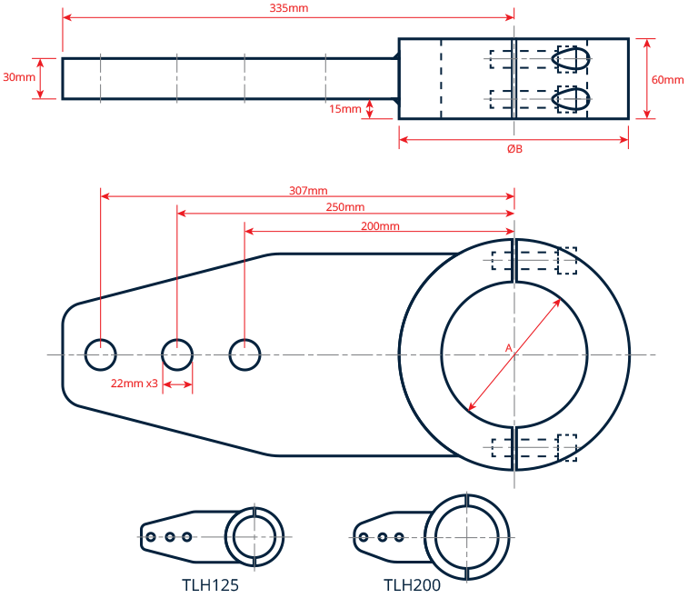 Heavy Duty Jefa Tiller Lever Dimensions